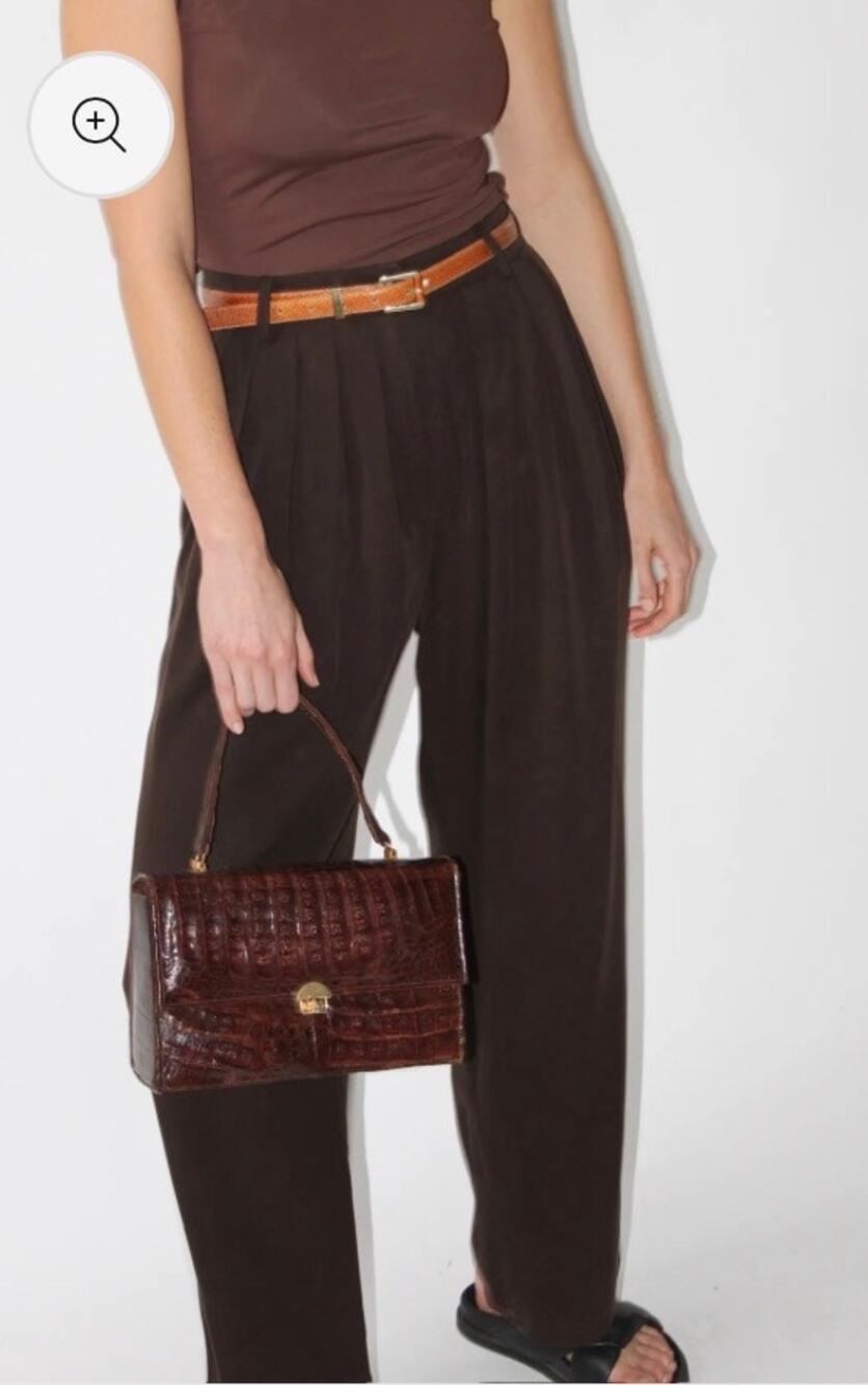 NA NIN Winnie Tencel Pleated Pant High Rise Relax Cocoa Brown Women's L